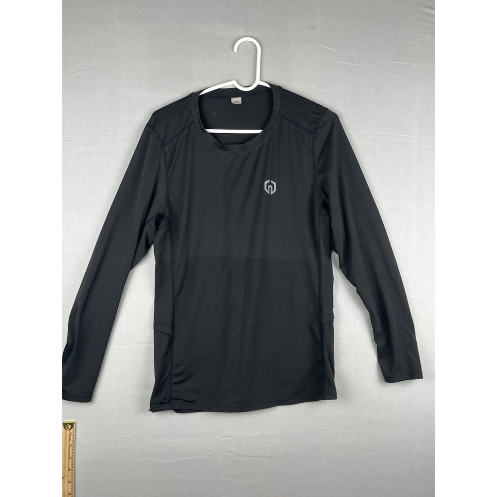 Athletic Shirt Mens Medium Black Long Sleeve Performance Active Workout